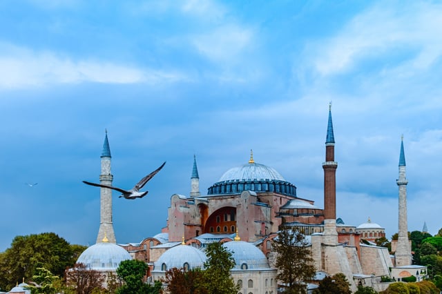 Hagia Sophia Dome And Minarets In The Old Sultanahmet