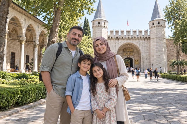 Iraqi family at Topkapi Palace in Turkey