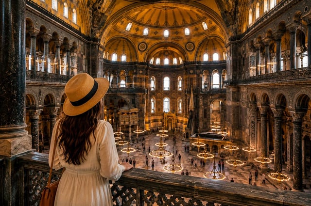 Woman Visiting Hagia Sophia Turkey