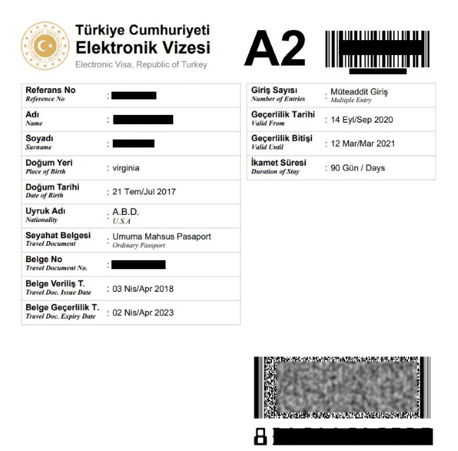 Turkey evisa Sample