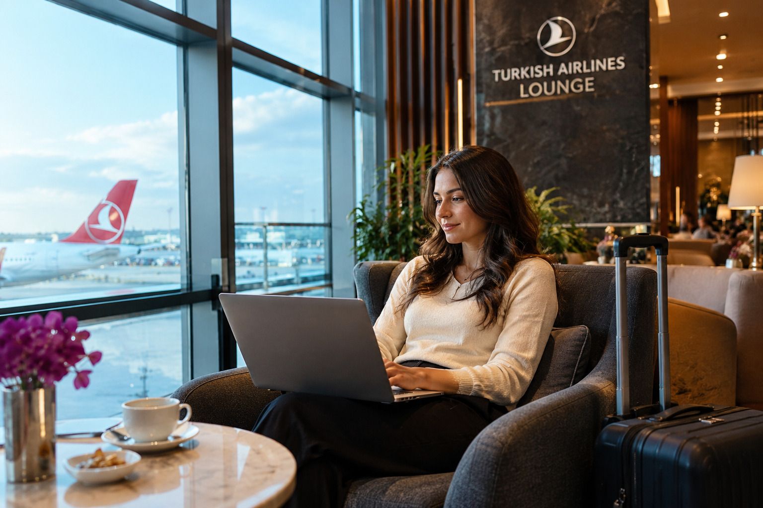 A Traveller Enjoying Their Transit At The Turkey Airport