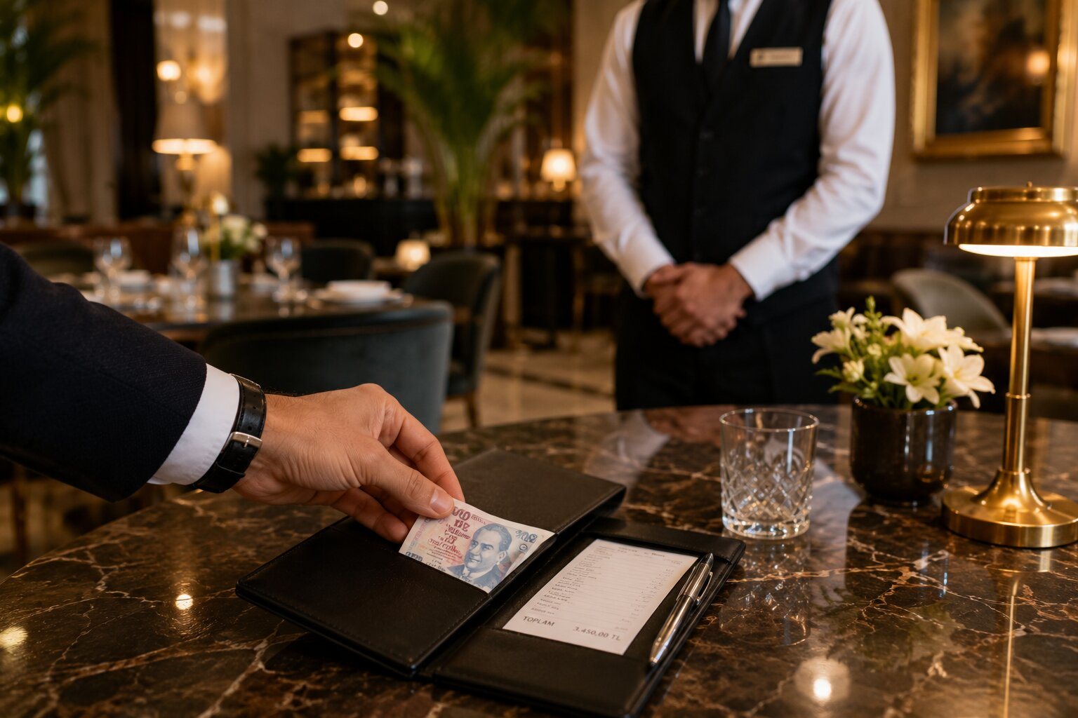 Elegant Fine Dining Payment Moment