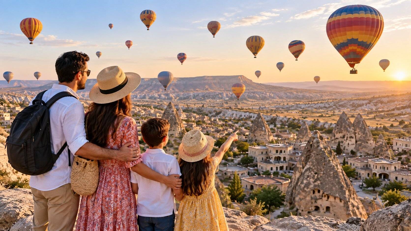 Familia visitando Capadocia, Turqu&iacute;a.