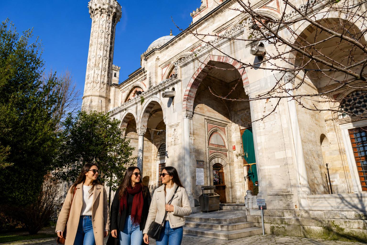 Happy Women Outside Ehzade Mosque Istanbul