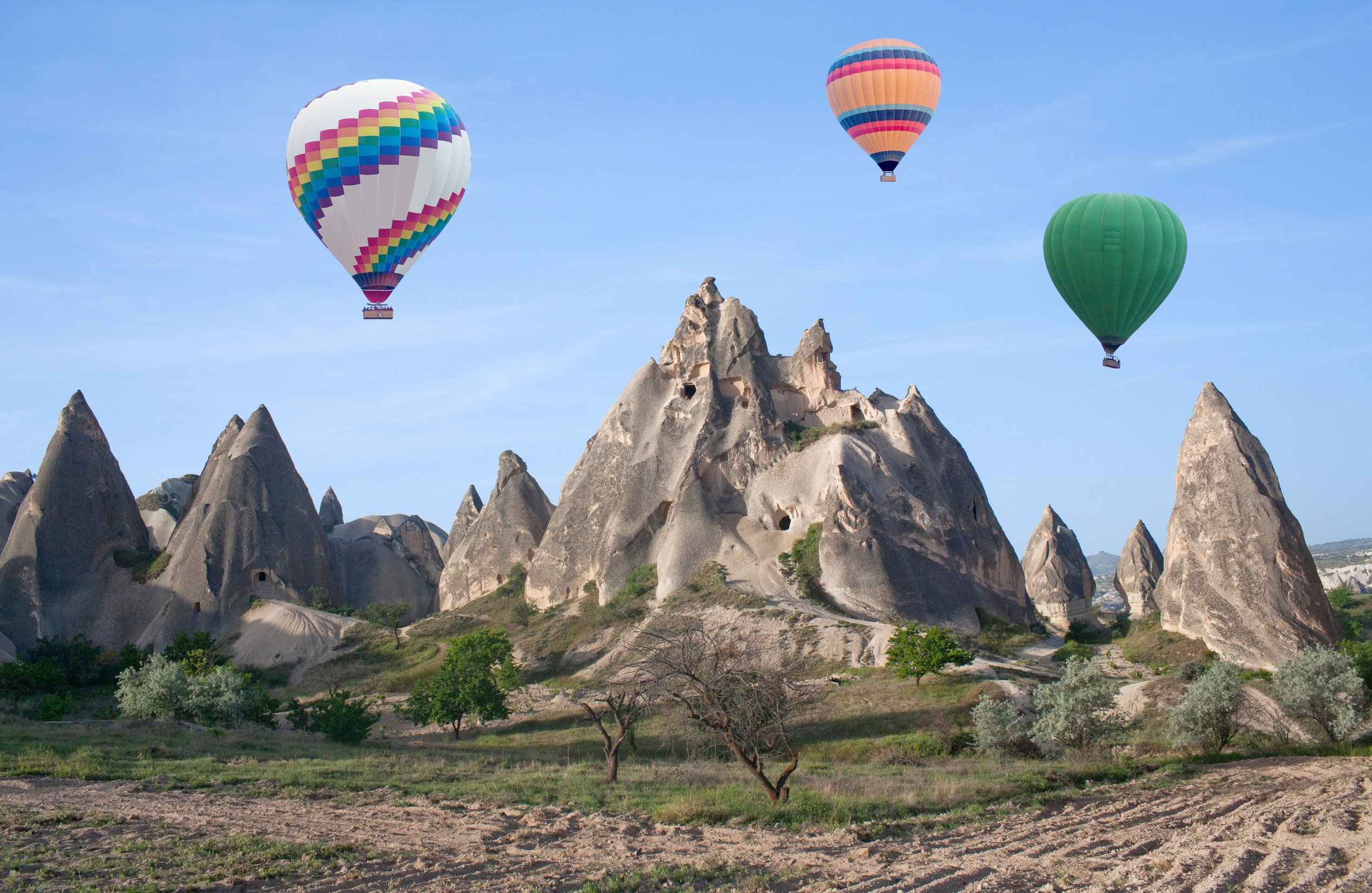 Hot Air Balloons Flying Over Cappadocia