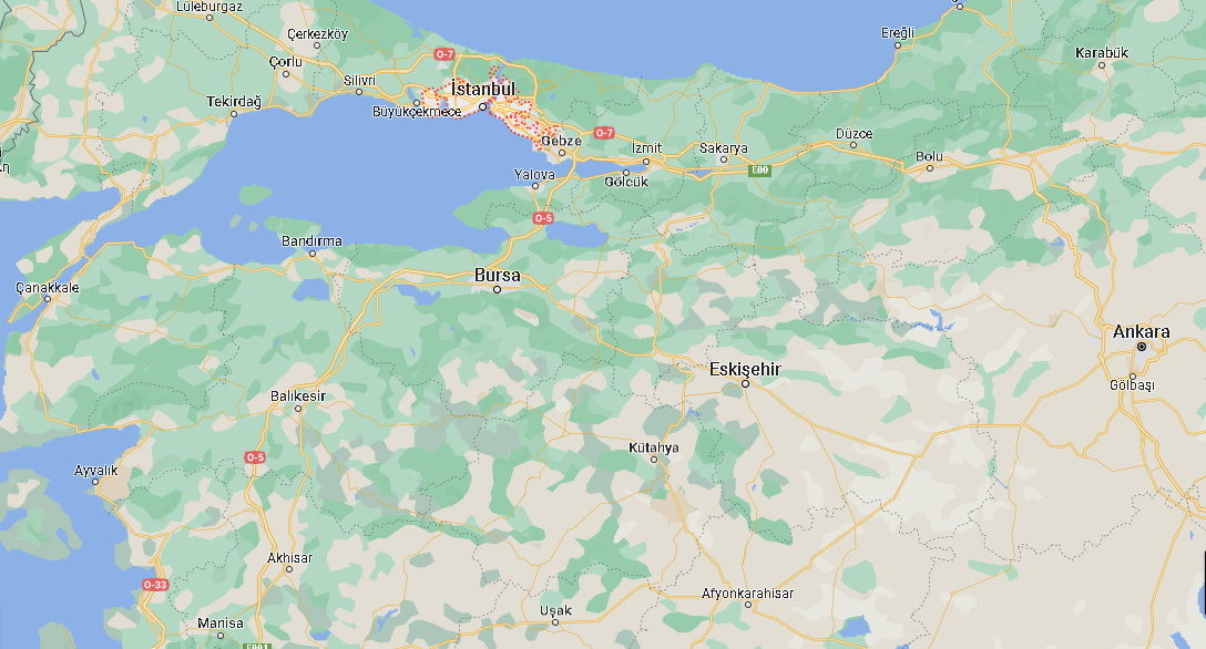 Northwestern turkey Straddling Europe and Asia