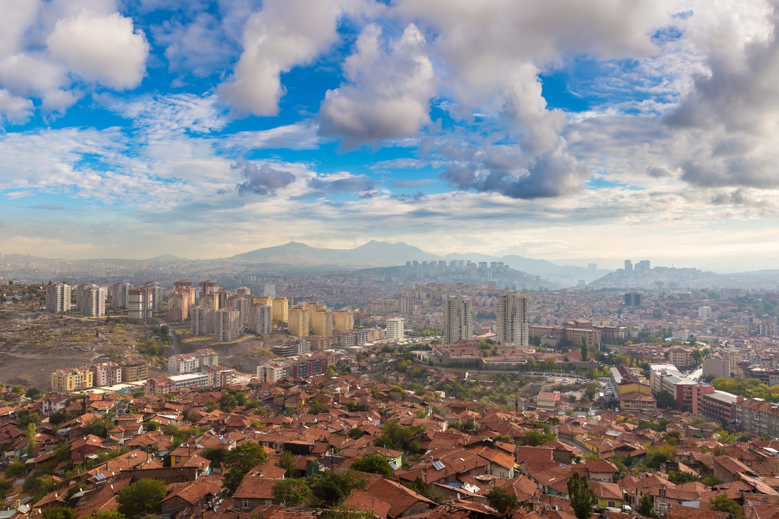 Panoramic aerial view of Ankara, Turkey in a beautiful summer day
