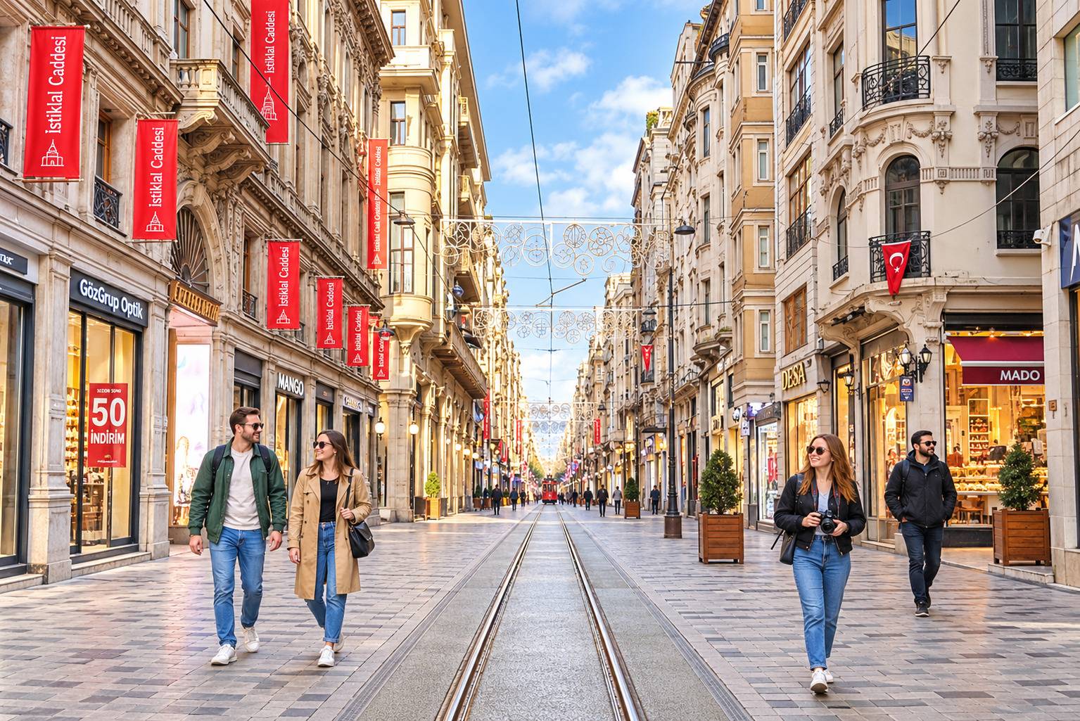 People Walking In Yeni Carsi Caddesi