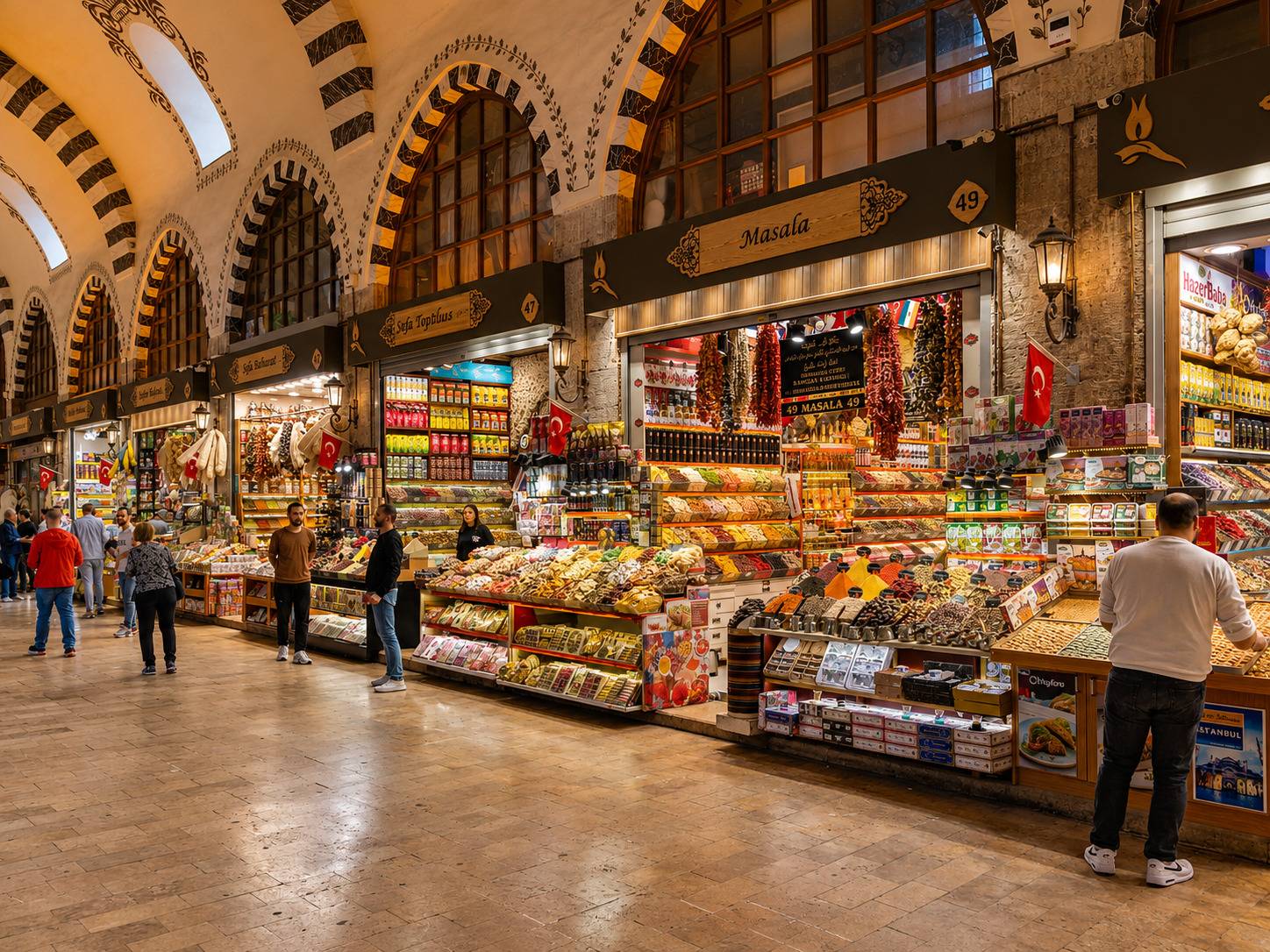 Spice Stalls Inside Istanbul Spice Bazaar