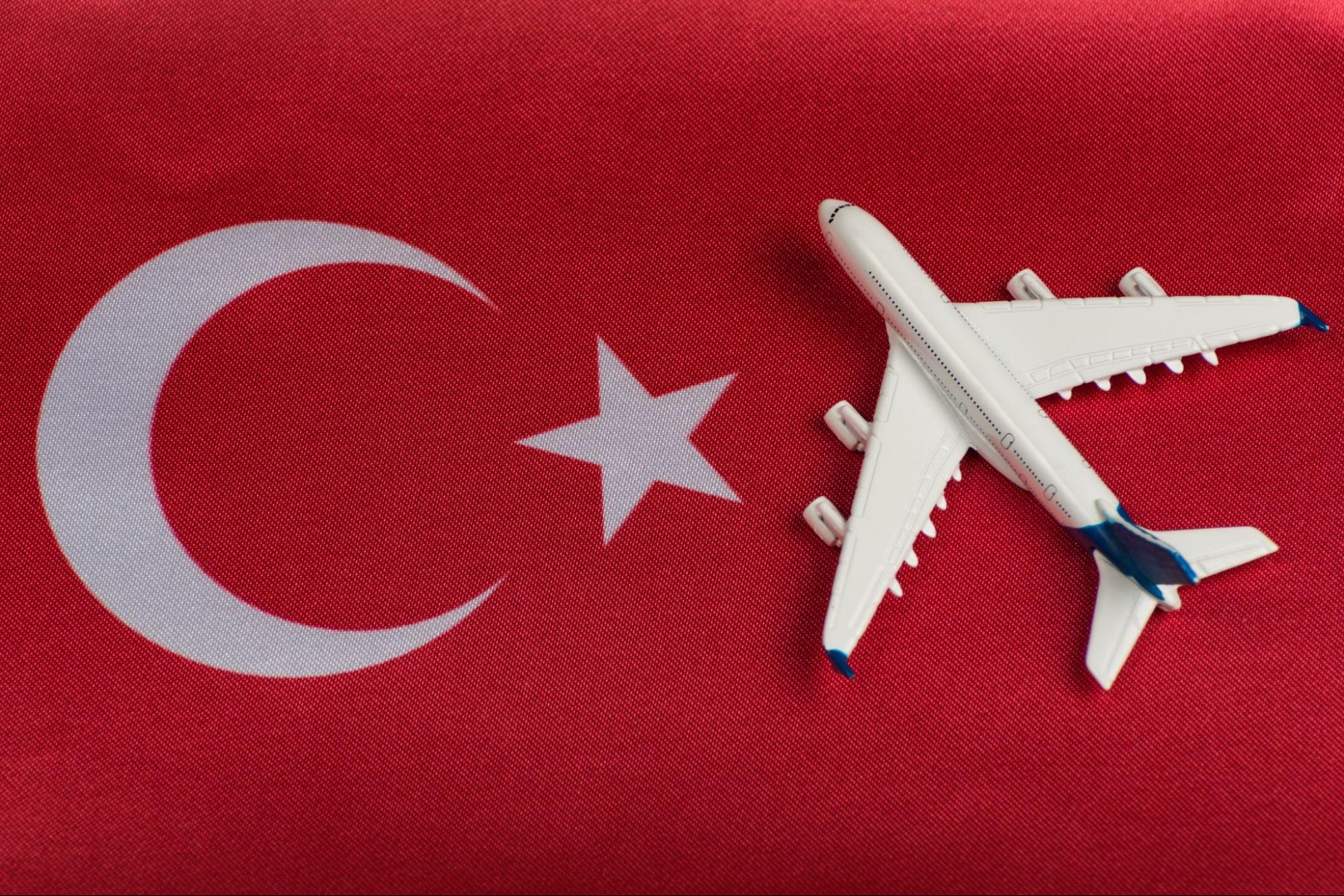 Turkey flag and toy airplane