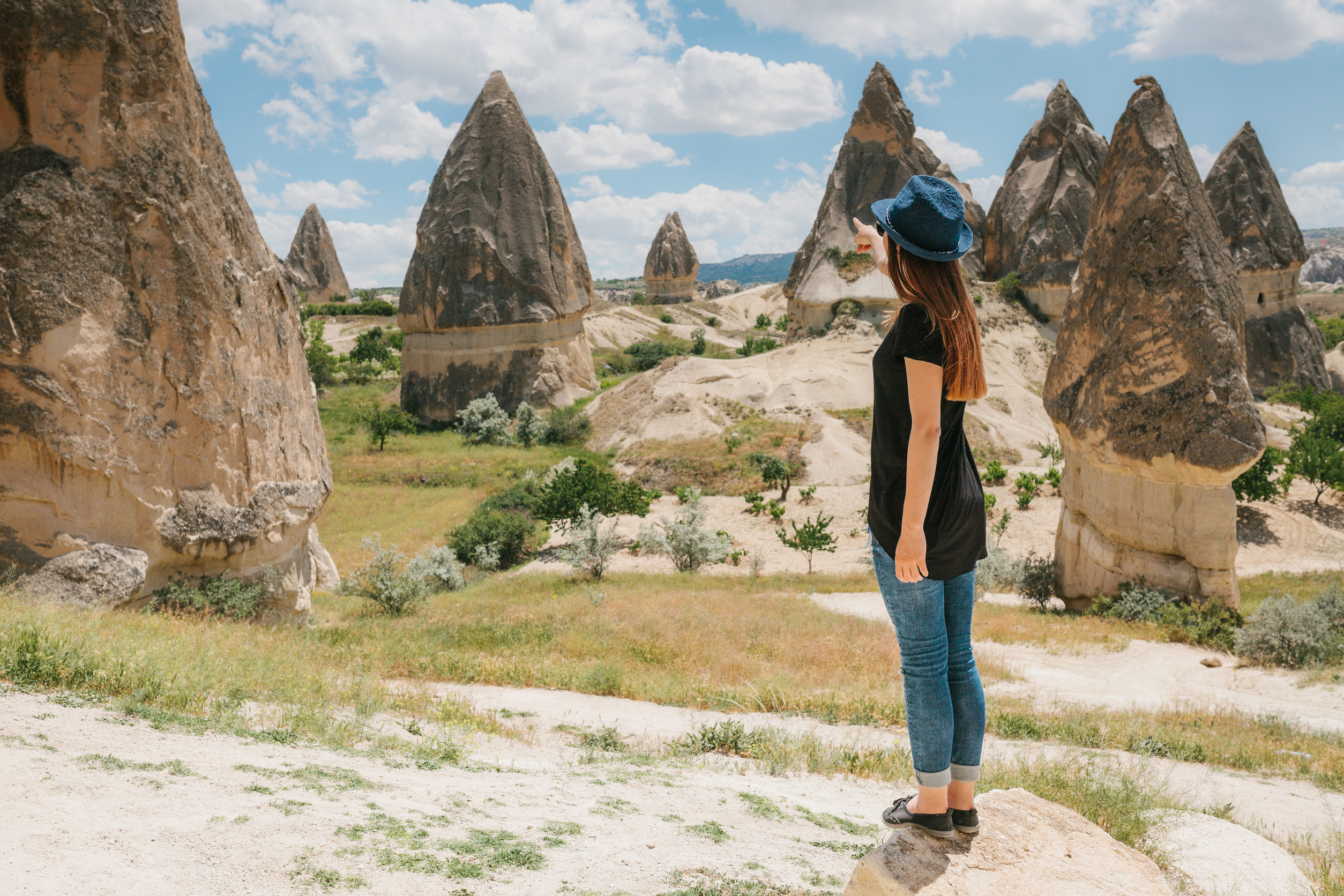 Tourist Admiring Cappadocia Landscapes