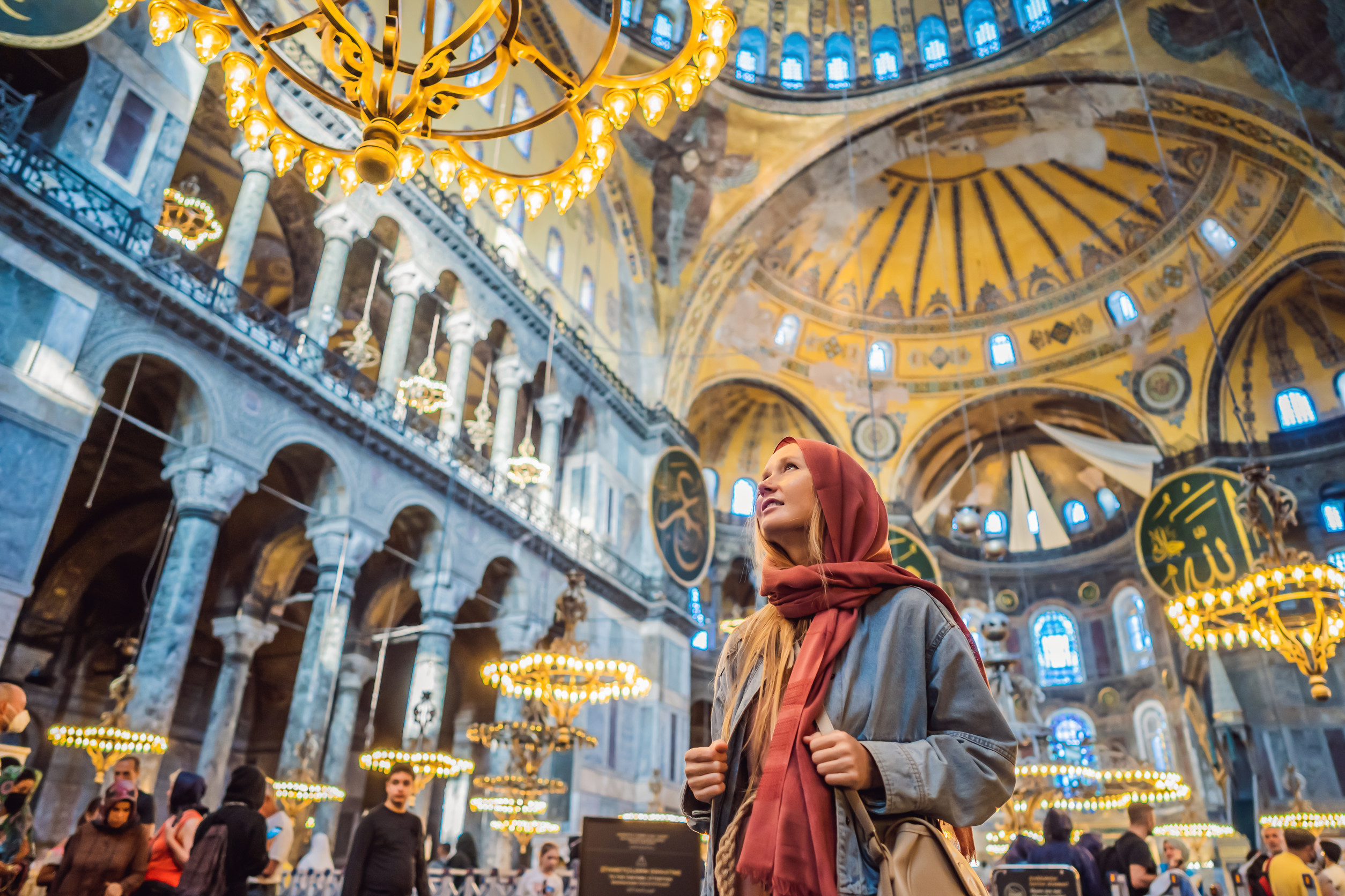 Tourist Admiring Hagia Sophia Architectur