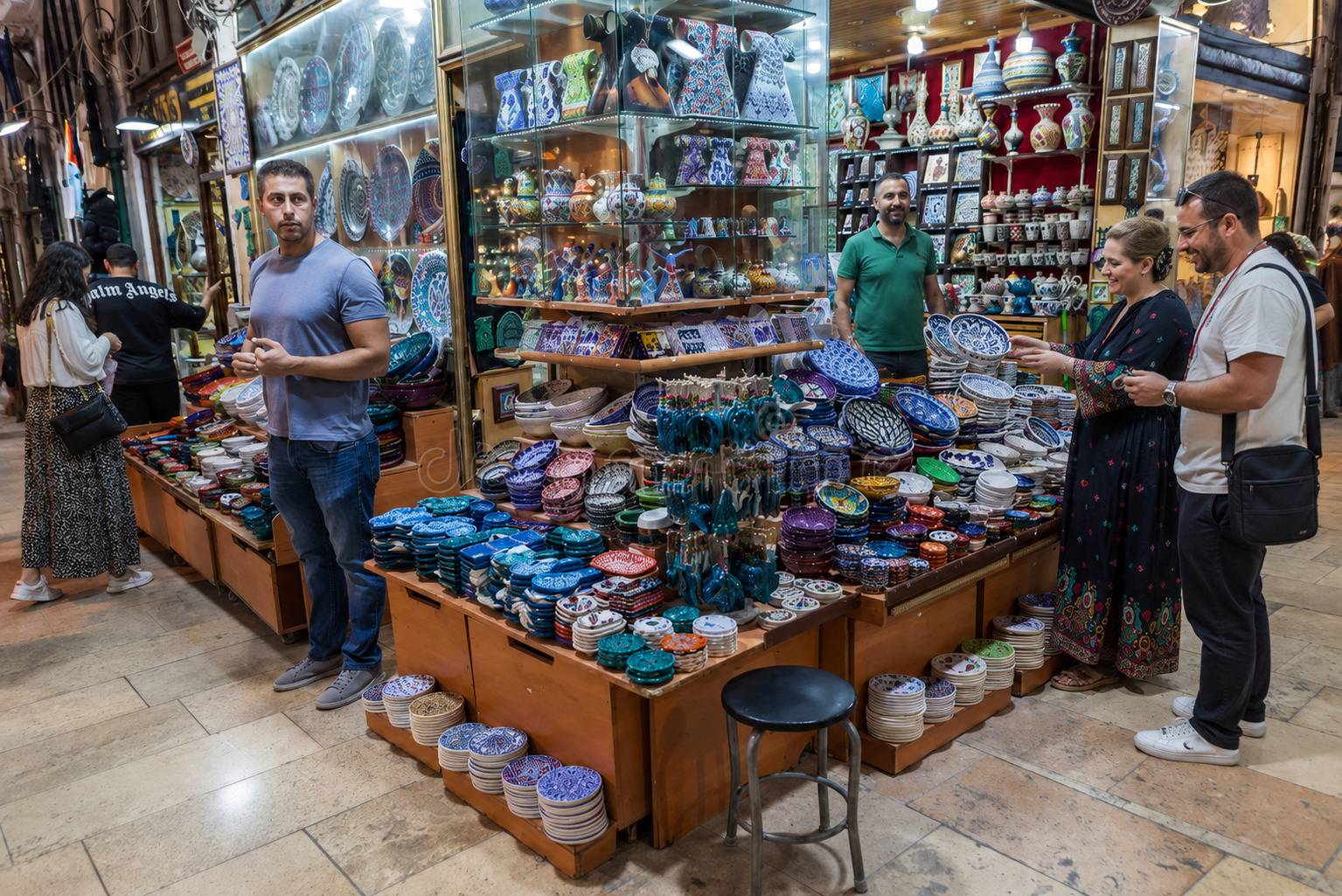 Tourists Buying Souvenirs At Galata Market