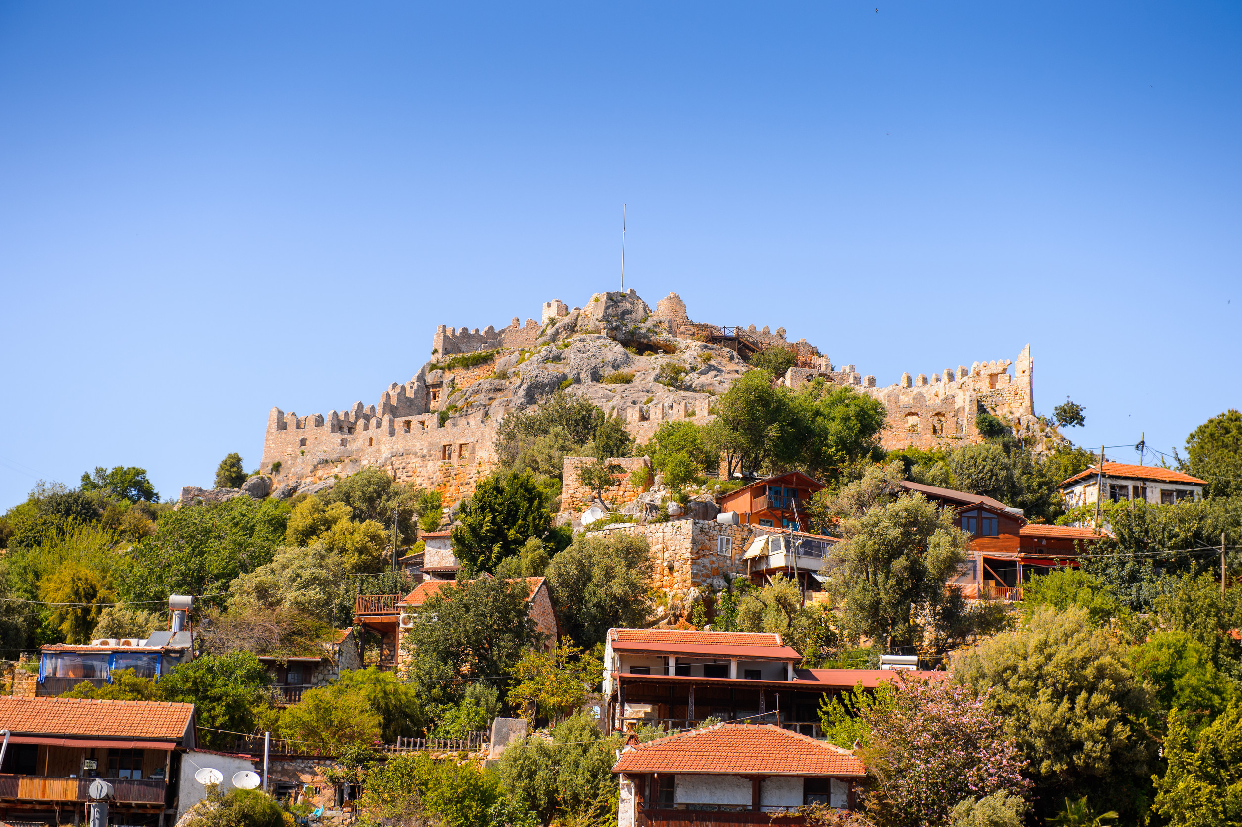 Ankara Castle and rooftops of old traditional houses from old town of Ankara
