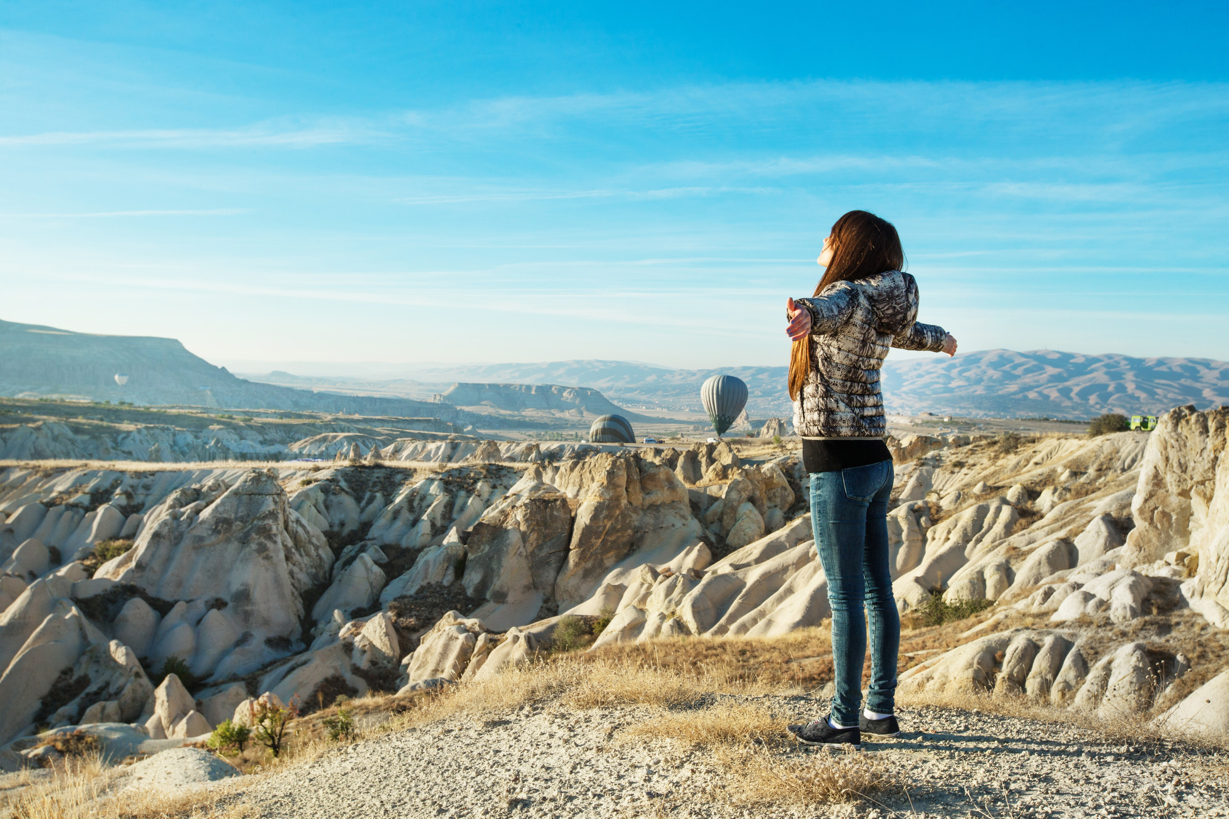 Traveller Enjoying Views Of Cappadocia
