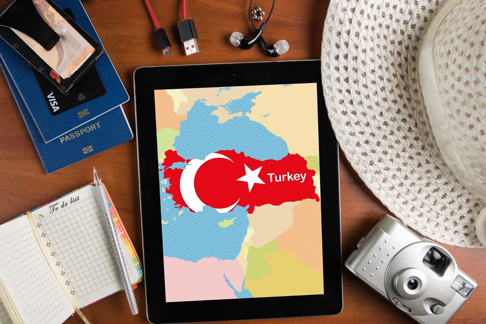 Notepad and  Tourist Country Map